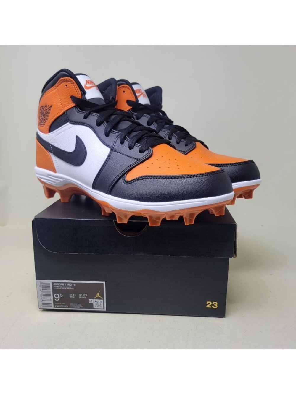 Jordan 1 Mid TD Shattered Backboard Football Cleats Men's Size 9.5 FJ6805-801